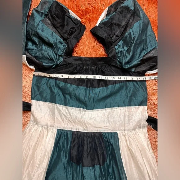 Ulla Johnson Colorblock Midi Dress in Black, Gold, and Cream - Picture 8 of 11